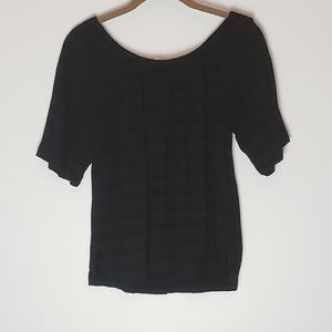 LOFT Black Textured Short Sleeve Top
